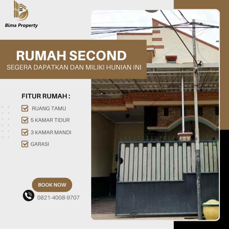 rumah second 2 lantai 5 kamar