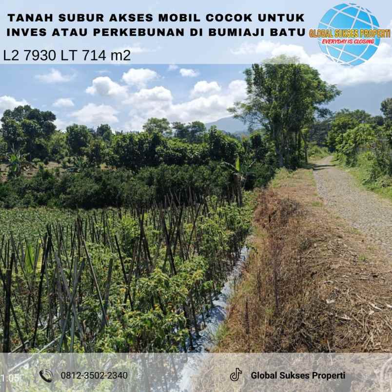 tanah sawah subur harga bagus di bumiaji kota batu