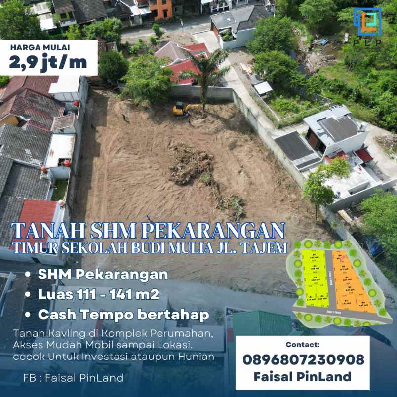 tanah strategis di timur jl tajem komplek perumahan