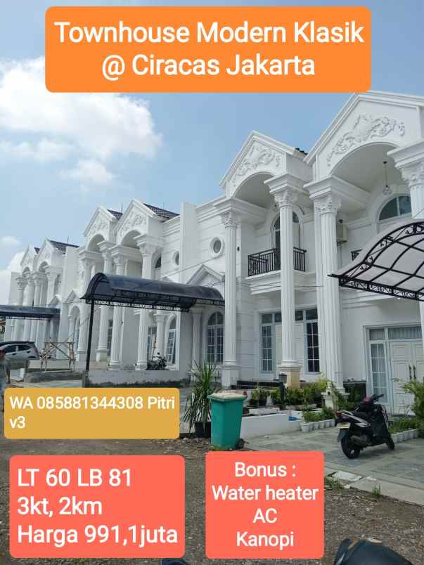 townhouse modern klasik terlaris murah ciracas jakarta