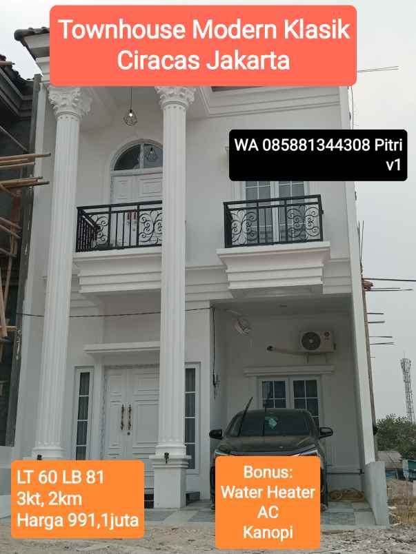 townhouse modern klasik terlaris murah ciracas jakarta