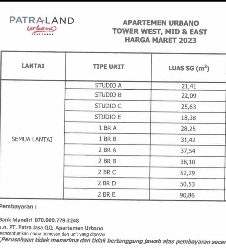 apartemen urbano strategis dekat stasiun bekasi