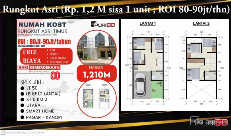 dijual kost rungkut asri