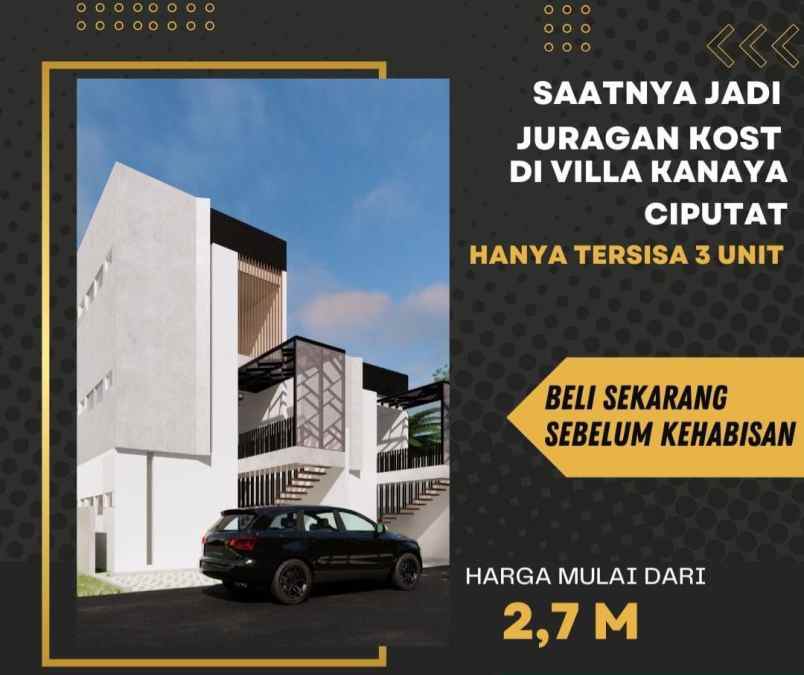 dijual kostan baru 10 kamar dekat kampus uin ciputat