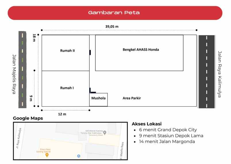 dijual ruang usaha lokasi strategis di cilodong depok