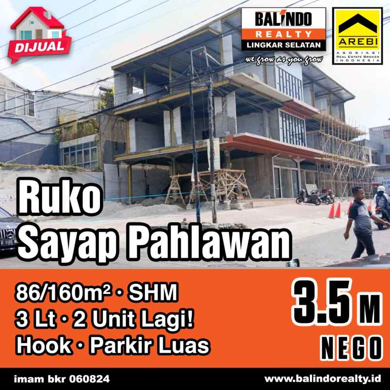 dijual ruko di sayap pahlawan