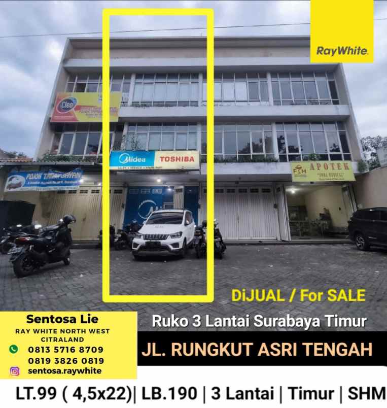 dijual ruko gudang kantor jalan rungkut asri tengah