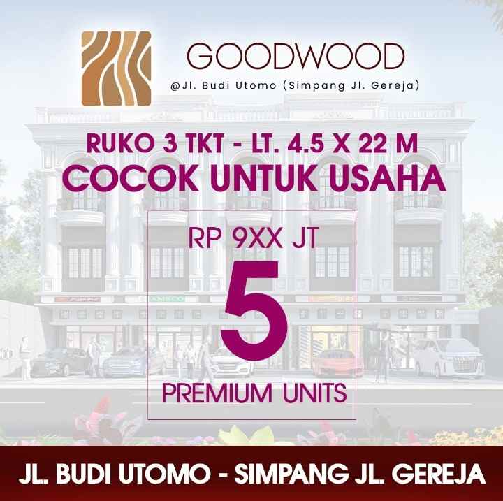 dijual ruko gudang kantor jl budi utomo simpang jln