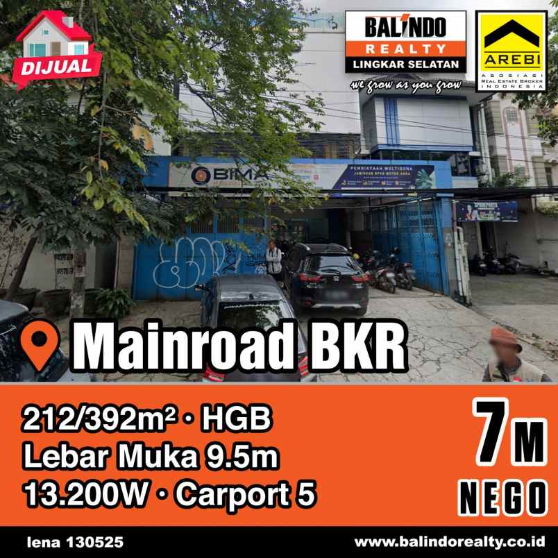 dijual rumah 2 lantai strategis di mainroad bkr