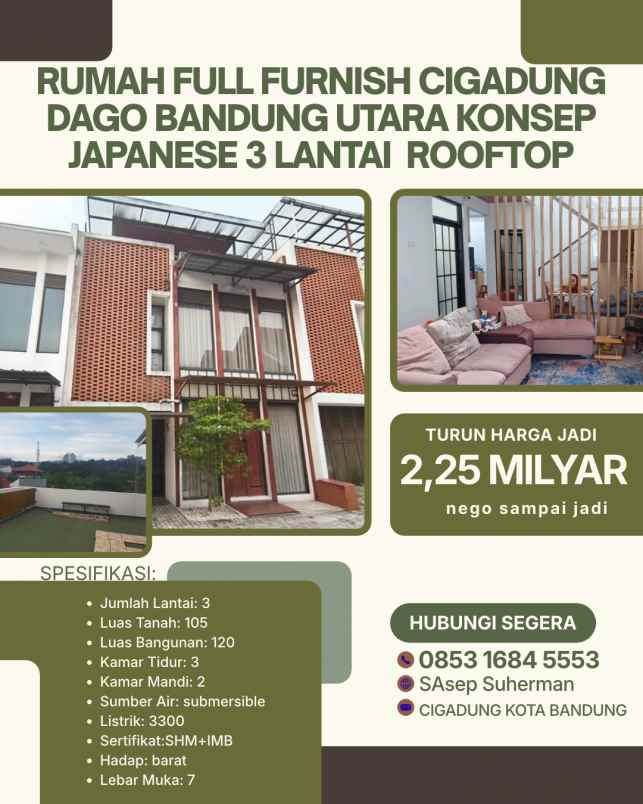 dijual rumah cigadung bandung jawa barat