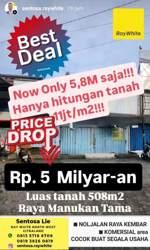 dijual rumah jalan manukan tama