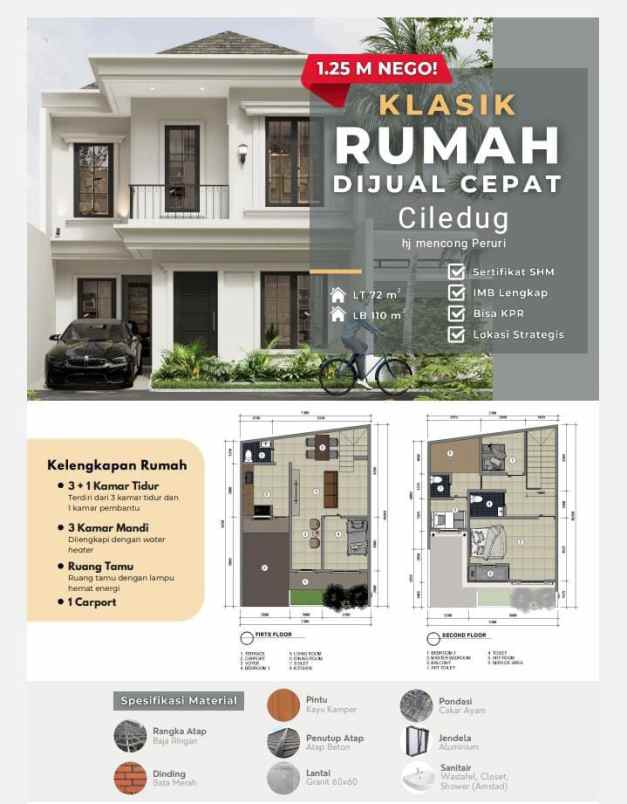 dijual rumah jalan raya ciledug dekat