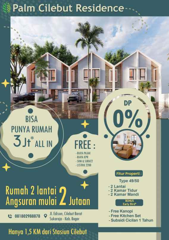 dijual rumah jl edison cilebut bar kec