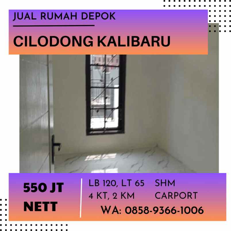 dijual rumah kalibaru cilodong