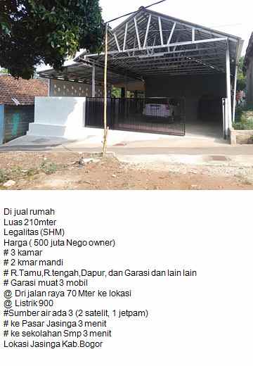 dijual rumah kampung di desa sipak jasinga bogor