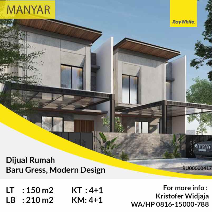 dijual rumah manyar kertoadi manyar