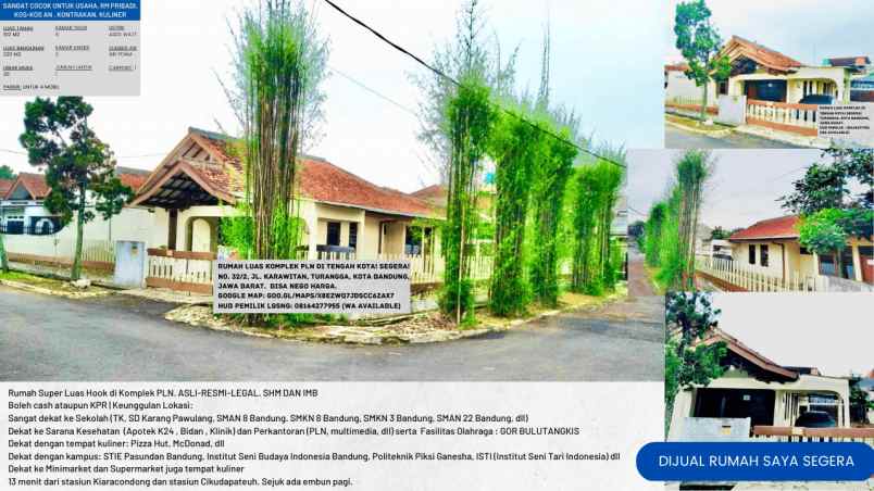 dijual rumah no 2 jl karawitan turangga