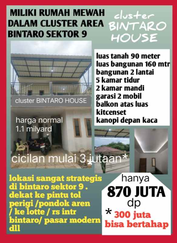 dijual rumah pondok aren