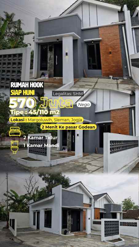 dijual rumah utara pasar godean 2 menit