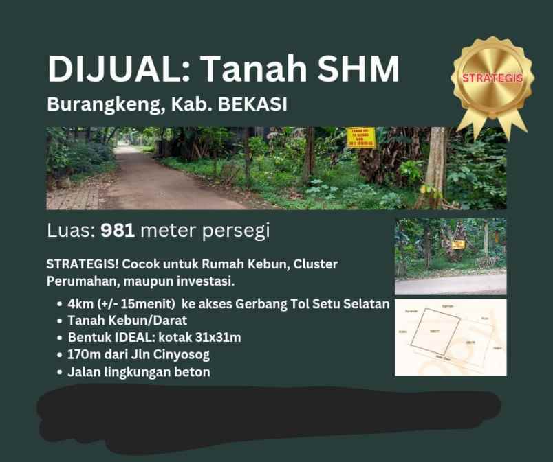 dijual tanah 981m dekat gto burangkeng