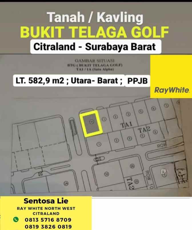 dijual tanah bukit telaga golf citraland