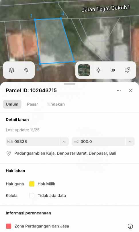 dijual tanah gatsu barat