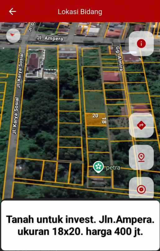 dijual tanah jalan ampera