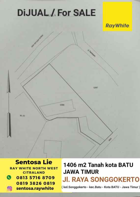 dijual tanah jalan raya songgokerto