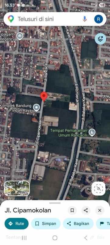 dijual tanah jl raya rancacili cipamokolan