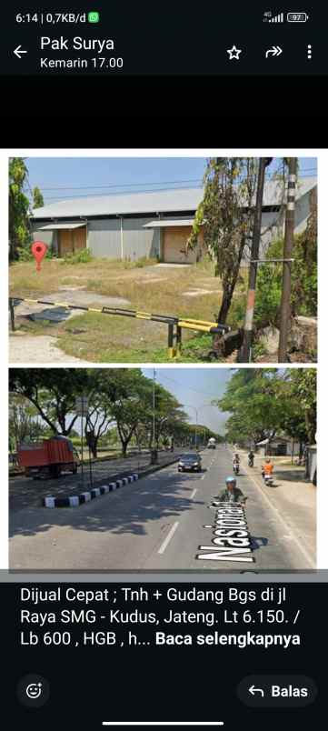 dijual tanah jl raya semarang kudus