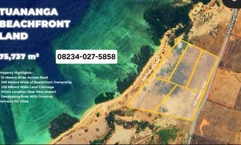 dijual tanah los pantai tuananga sumbawa barat ntb
