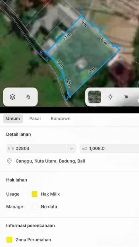 dijual tanah padang tawang