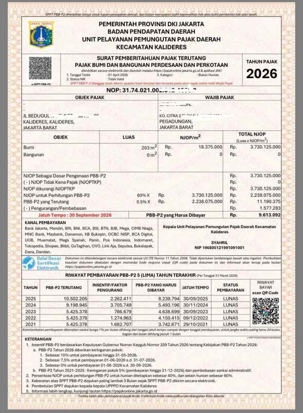 dijual tanah perum daan mogot baru