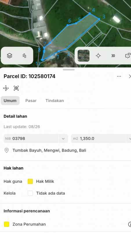 dijual tanah tumbak bayuh pererenan