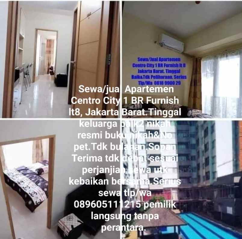 disewakan apartemen apartemen centro city daan