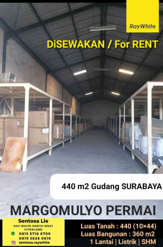 disewakan ruko gudang kantor jalan margomulyo permai