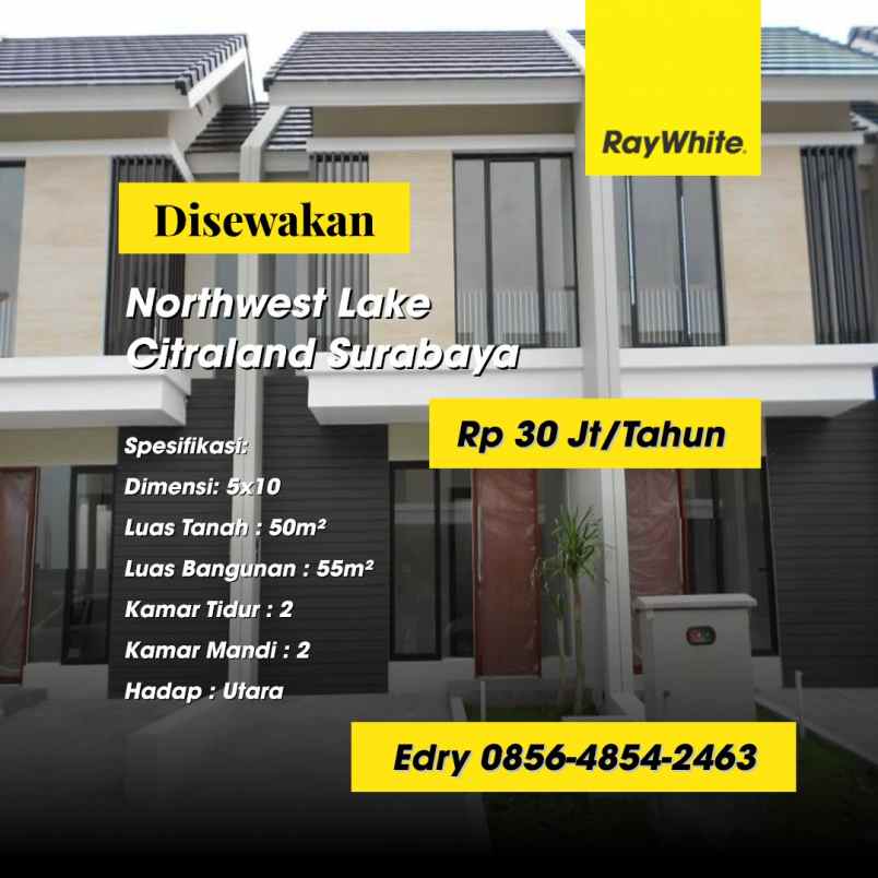 disewakan rumah northwest lake citraland surabaya