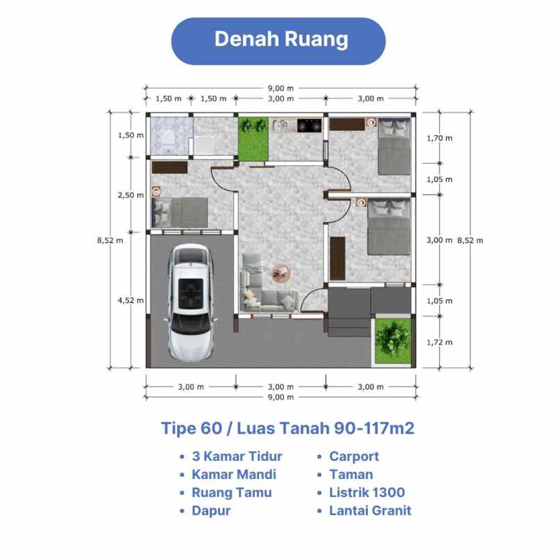 hunian 500 jutaan dekat rs at tourots seyegan sleman