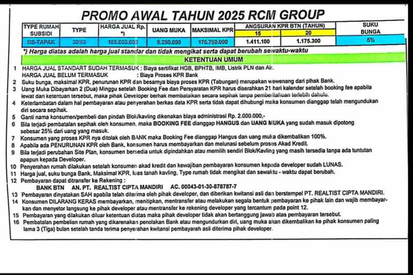 hunian rumah subsidi bcluster pertama di pakuhji