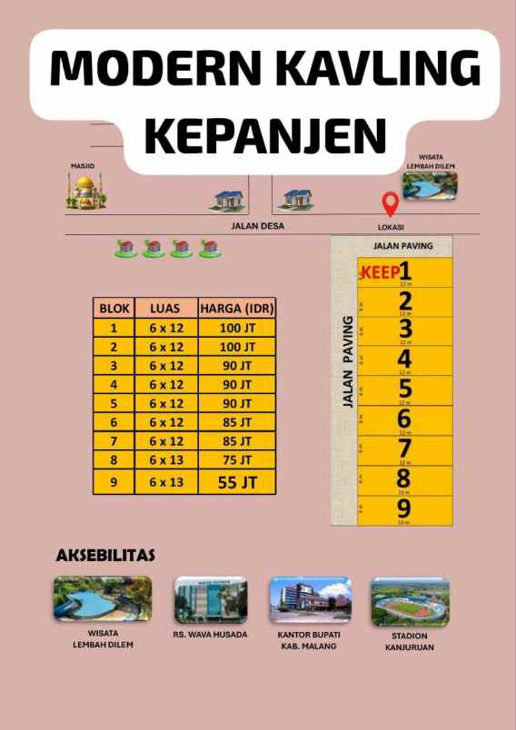 modern tanah kavling kepanjen malang 55 juta