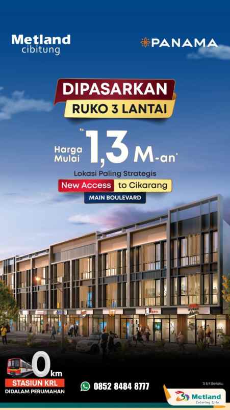 ruko panama metland cibitung 3 lantai konsep 3 in 1