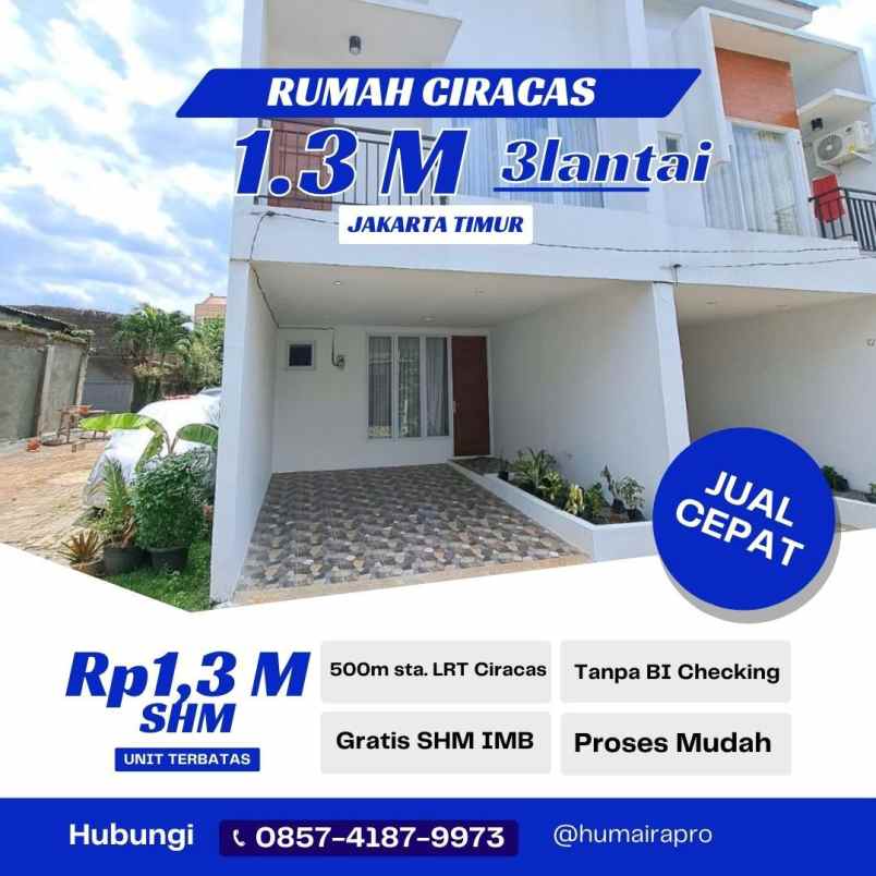 rumah ciracas 3 lantai dekat stasiun