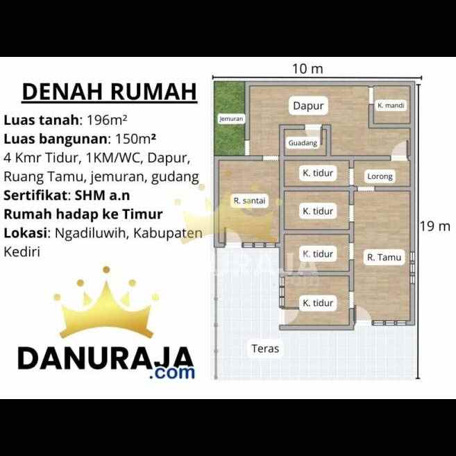 rumah dijual kediri kabupaten 196m ngadiluwih