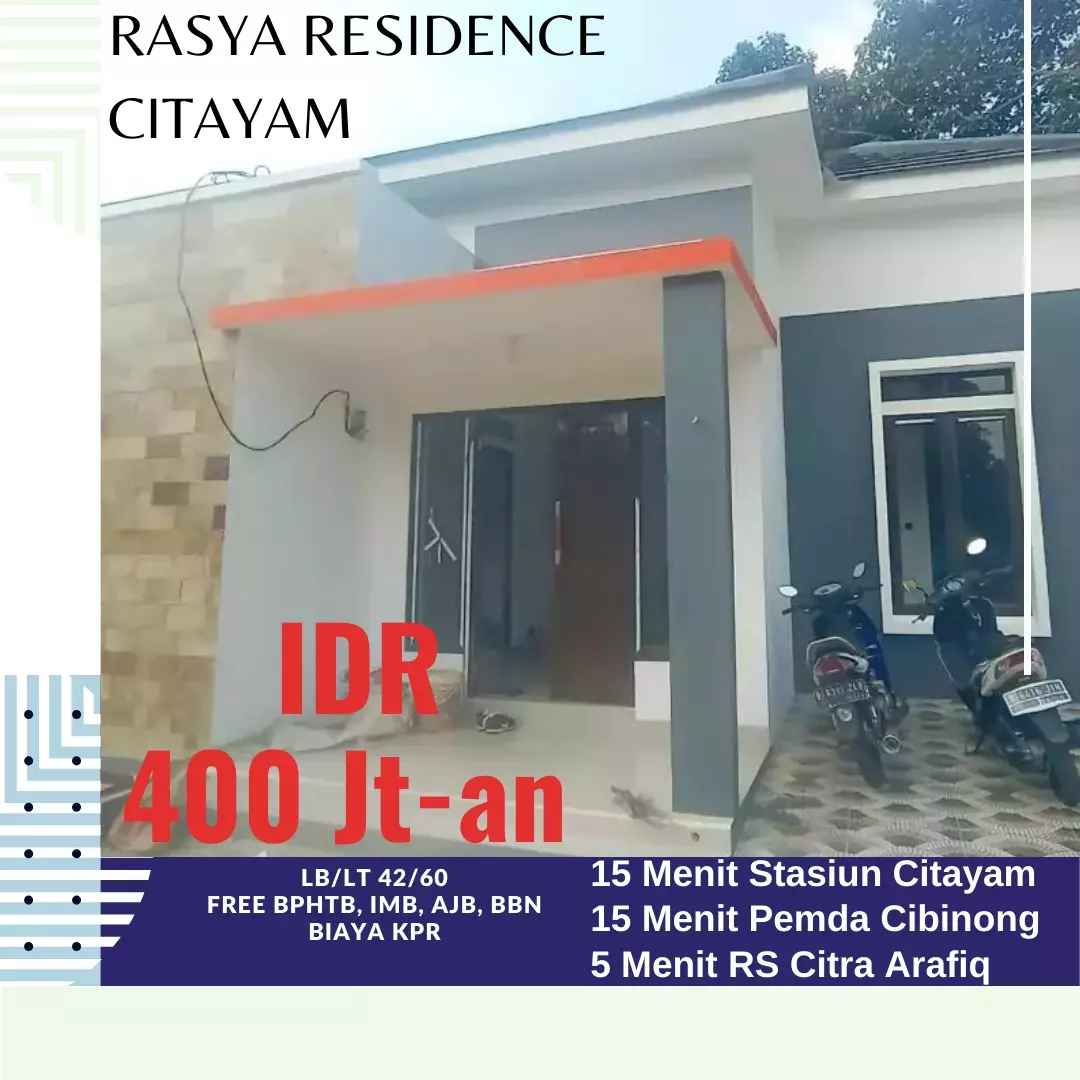 rumah dp 0 free all in 15 menit st citayam tajurhalang