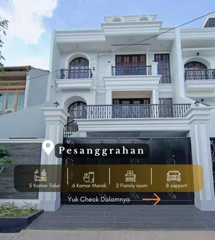 rumah mewah siap huni di pesanggrahan lokasi strategis