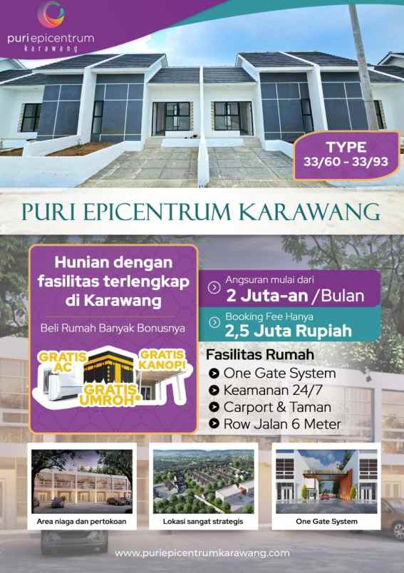 rumah minimalis siap huni gratis kanopi di karawang