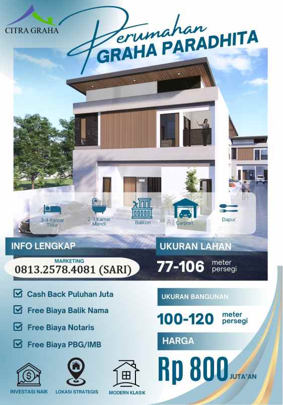 rumah modern 2 lantai dekat kampus umy