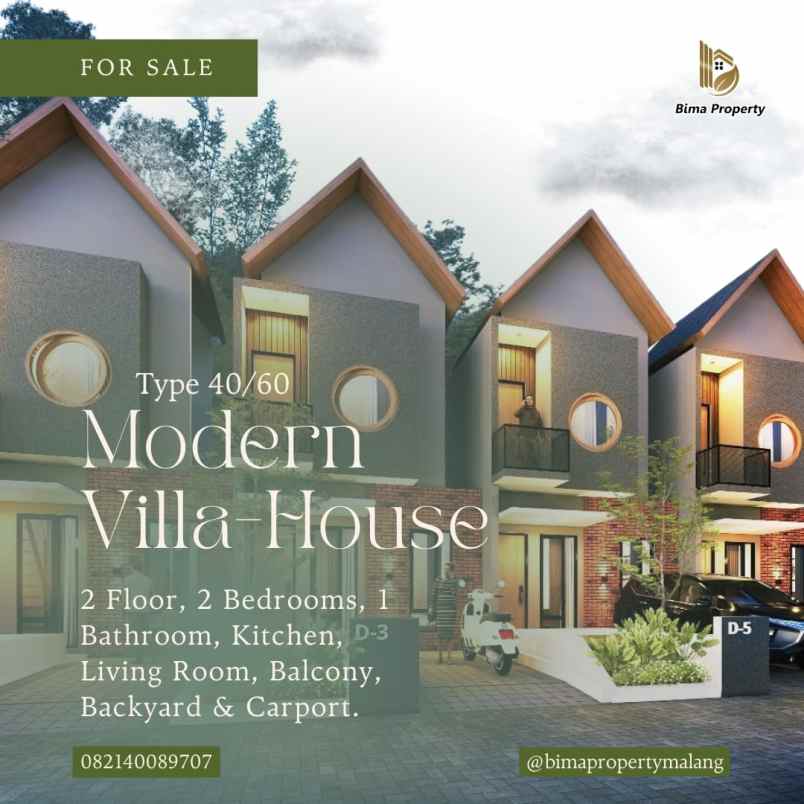 rumah modern mewah ala villa 2 lantai di kota batu