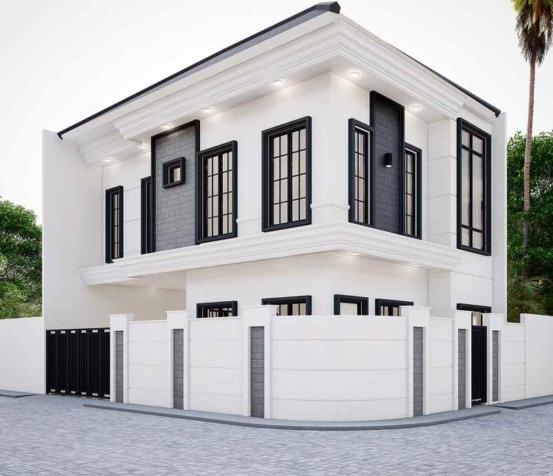 rumah new american style jemursari hook row 3 mobil