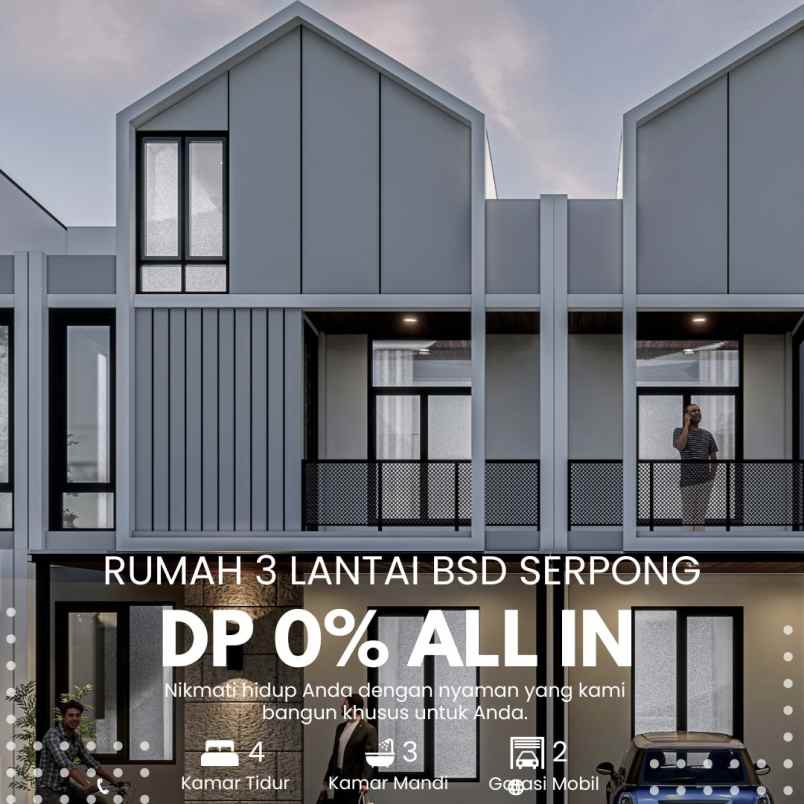 rumah serpong 3 lantai cukup 10 juta sudah all in